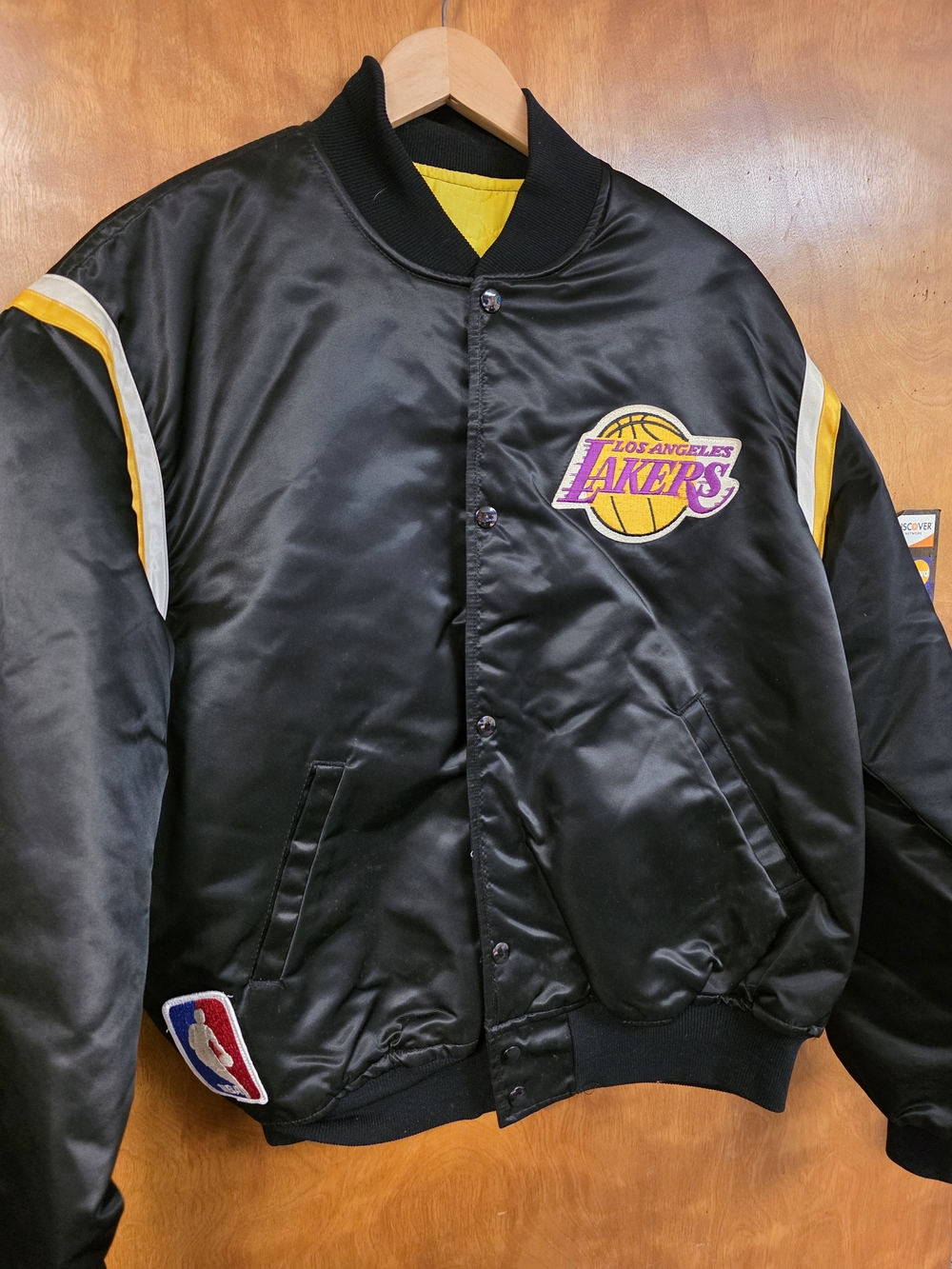 Bakers Black Los Angeles Lakers Satin Jacket with Yellow Accents